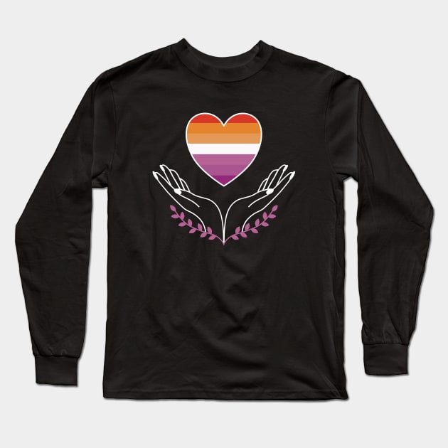 Lesbian Pride Flag Heart Long Sleeve T-Shirt by superdupertees